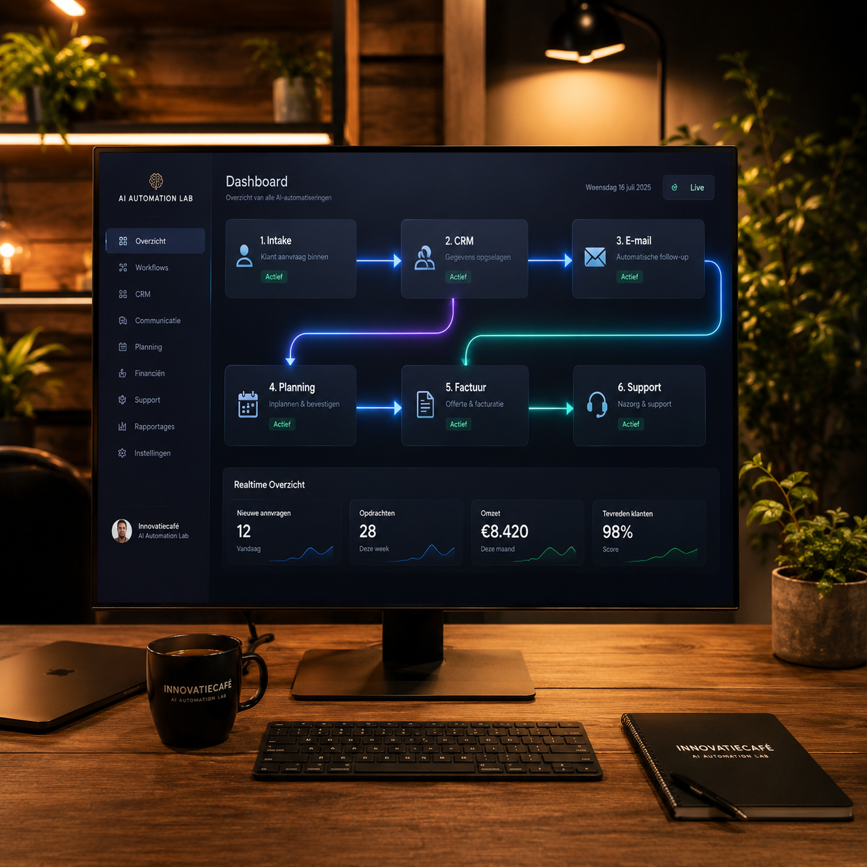 AI automatisering dashboard en datastromen